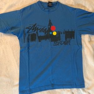 Stussy Blue London Shirt Sz Medium M